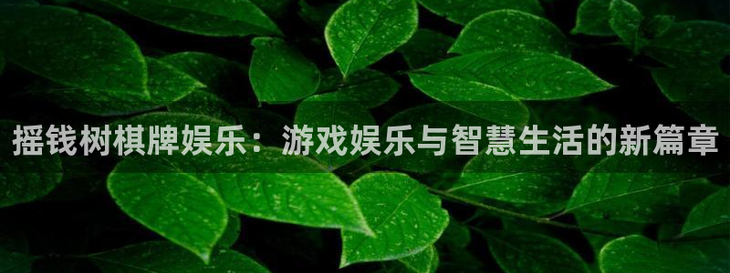 盛煌平台4开户：摇钱树棋牌娱乐：游戏娱乐与智慧生活的新篇章